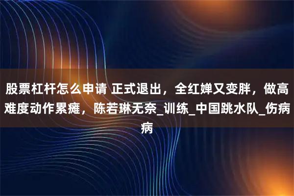 股票杠杆怎么申请 正式退出，全红婵又变胖，做高难度动作累瘫，陈若琳无奈_训练_中国跳水队_伤病