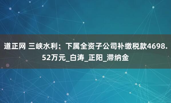 道正网 三峡水利：下属全资子公司补缴税款4698.52万元_白涛_正阳_滞纳金